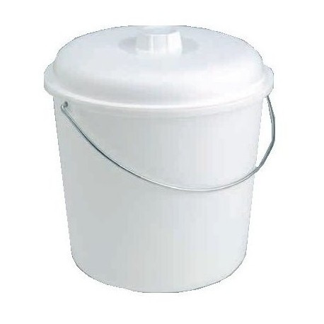 Cubo redondo con tapa color blanco 10 litros. Envase plástico para  alimentación o pinturas — Konteni