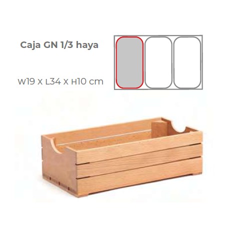 CAJA MADERA HAYA GN 1/3 176x325x100 mm