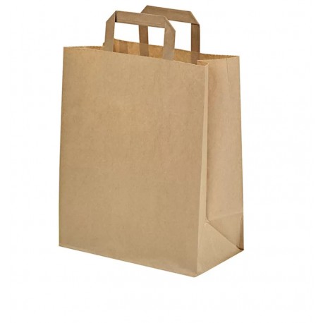 BOLSA DE PAPEL CON ASA PLANA KRAFT 256+160x290mm (250 ud)