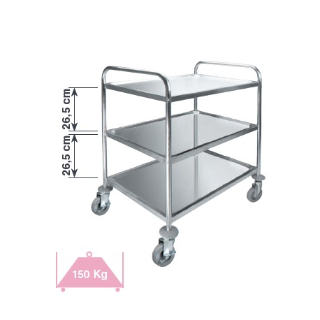 CARRO SERVICIO 3 BANDEJAS INOX 82x64,5x94,5cm