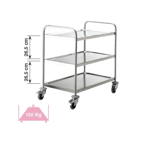 CARRO SERVICIO 3 BANDEJAS SOLDADO INOX 89,5x64,5x94,5cm