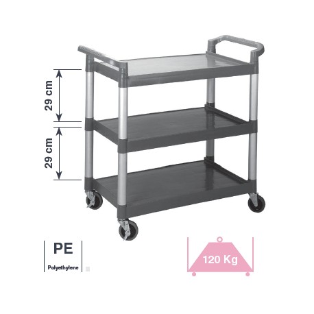 CARRO SERVICIO 3 BANDEJAS PLASTICO 103x49x95cm