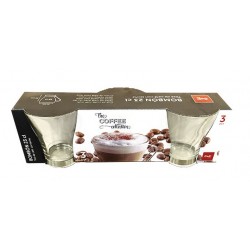 TAZA CRISTAL 23CL CON ASA INOX (3 ud) BOMBON