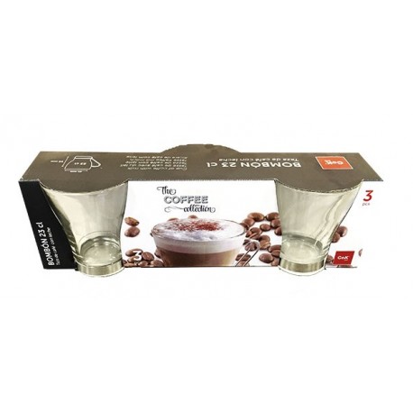 TAZA CRISTAL 23CL CON ASA INOX (3 ud) BOMBON