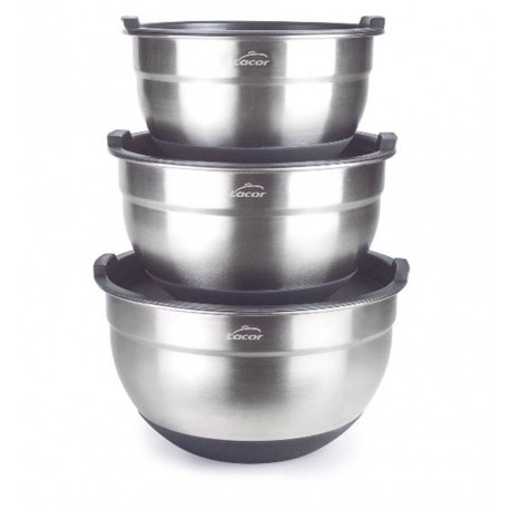 SET DE 3 BOLES INOX ANTIDESLIZANTES  16-18-20 CM