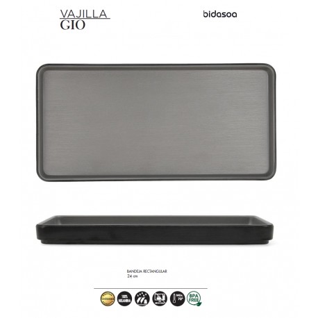 FUENTE RECTANGULAR 24 CM BIDASOA GIO GRIS