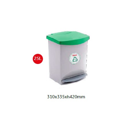 CUBO BASURA CON PEDAL 25 LITROS VERDE