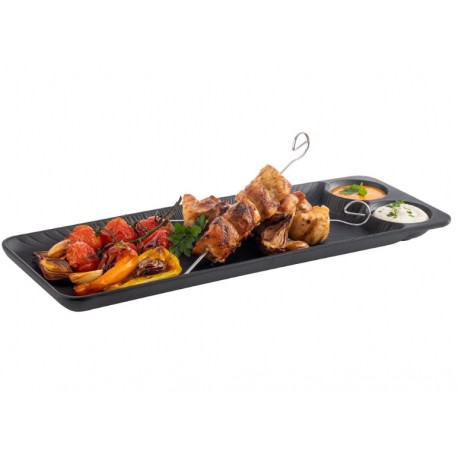 BANDEJA NERO 41X15 CM CON 2 CUENCOS INTEGRADOS MELAMINA APS