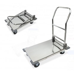 CARRO DE PLATAFORMA INOX CON ASA RETRACTIL 490x760x840mm 300 KG