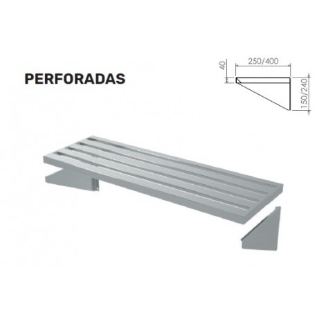ESTANTE INOX MURAL PERFORADA ECO 800X250 MM