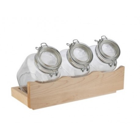 EXPOSITOR TARROS DE BUFFET 43x17 cm 3 tarros + 1 soporte