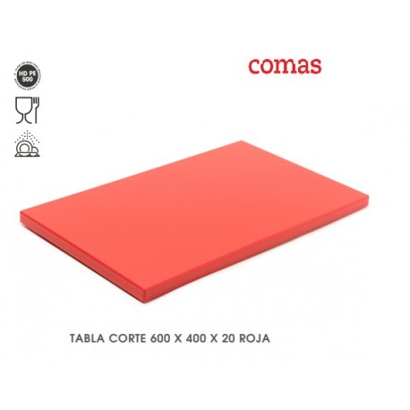 TABLA CORTE 600x400x20 mm ROJO HDPD500