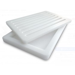 TABLA CORTE PAN CON RECOGE MIGAS 430x330X40MM FIBRA BLANCA