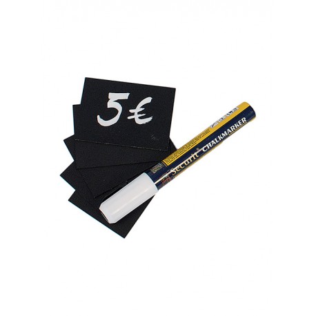 PACK 20 CARTELES PIZARRAS A8 (5X7CM) + 1 ROTULADOR DE TIZA