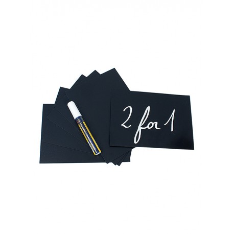 PACK 10 PIZARRAS NEGRAS A5 + 1 ROTULADOR TIZA BLANCO