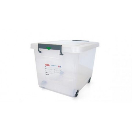 CUBETA CON TAPA Y RUEDAS 60L BLANCO