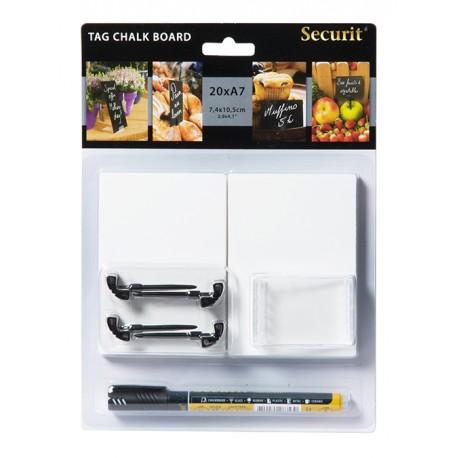 PACK 20 PIZARRAS BLANCAS A7 + 1 ROTULADOR TIZA NEGRO
