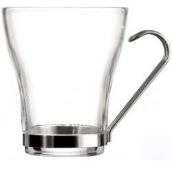 TAZA CRISTAL TE/CAFE CON ASA INOX (3 ud) SUPREME (25 cl)