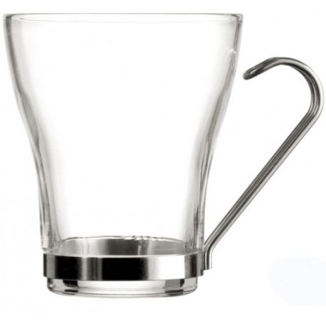 TAZA CRISTAL TE/CAFE CON ASA INOX (3 ud) SUPREME (25 cl)