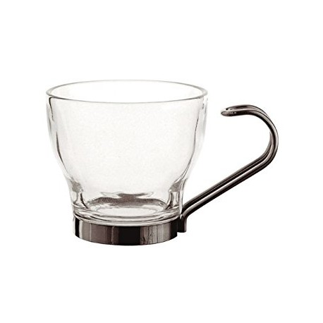 TAZA CRISTAL CAFE CON ASA INOX (3 ud) SUPREME