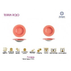 PLATO HONDO SERIE TERRA ROJO (6 UD.)
