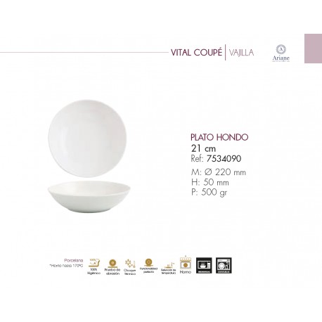 PLATO HONDO SERIE VITAL COUPE (6 ud.)