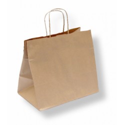 BOLSA DE PAPEL CON ASA RIZADA KRAFT 260+170x240mm ( 250 UD)