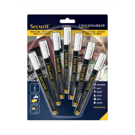 BLISTER 7 ROTULADORES TIZA SMA100 BLANCOS TRAZO:1-2M