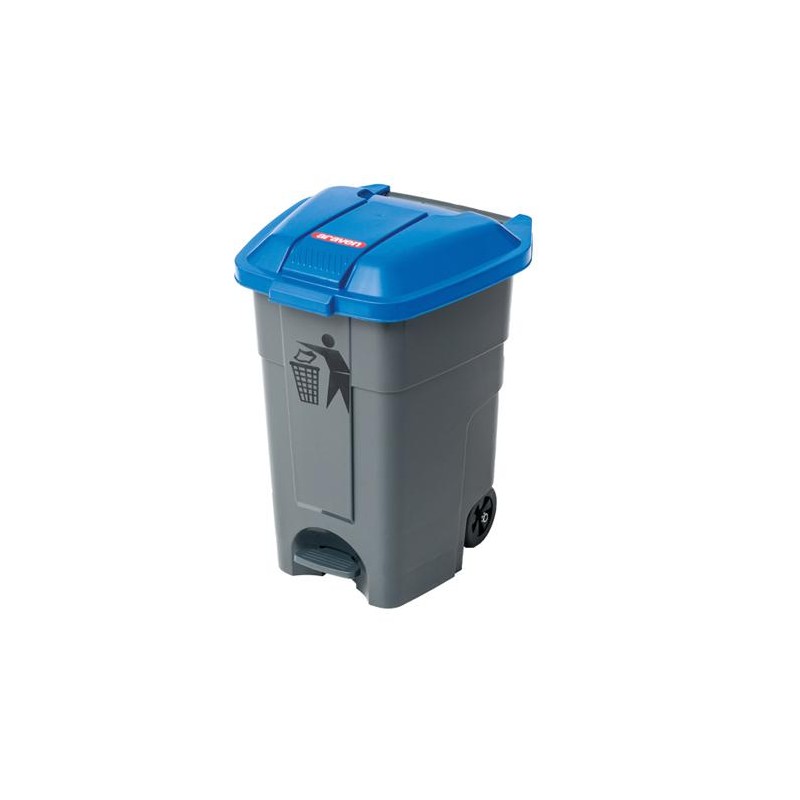 CUBO BASURA CON PEDAL 50L TAPA AZUL