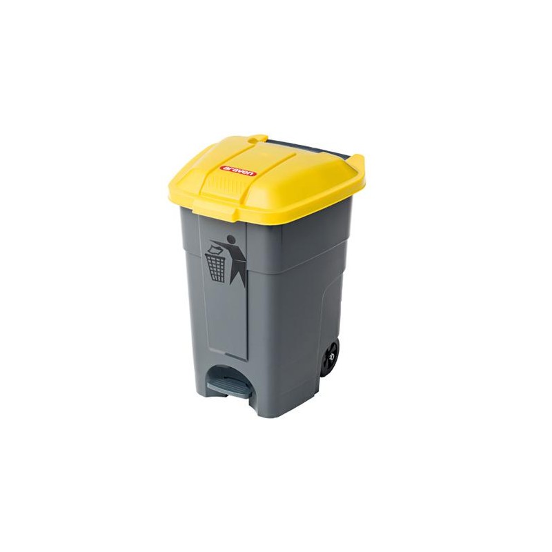 CUBO BASURA CON PEDAL 50L TAPA AMARILLA