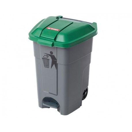 CUBO BASURA CON PEDAL 50L TAPA VERDE