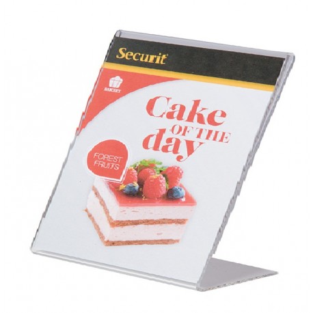 PORTA-CARTEL SOBREMESA TRANSPARENTE A8 FORMA L