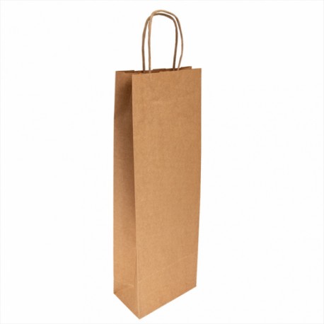 BOLSA DE PAPEL BOTELLA KRAFT 140+80x400mm ( 50 UD)