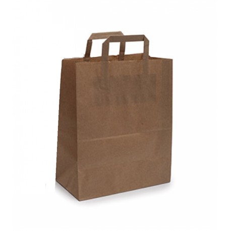 BOLSA DE PAPEL CON ASA PLANA KRAFT 320+160x330mm ( 50 UD)